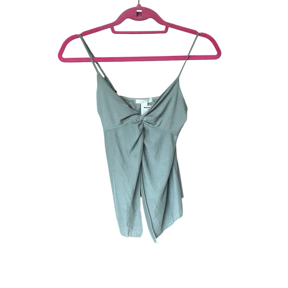 Full Tilt Olive Green Twist Front Top Juniors Size Small Asymmetrical‎ Hem NWT